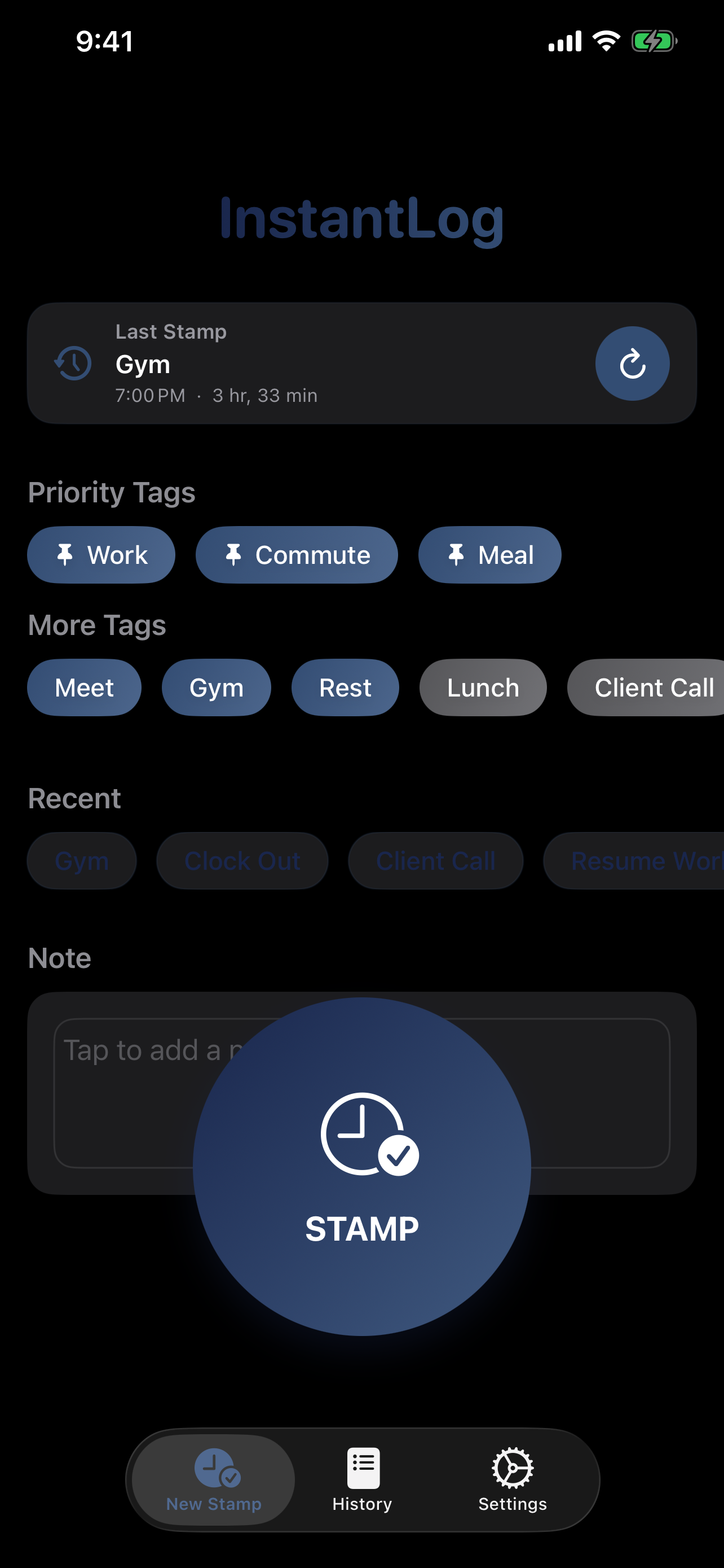 InstantLog App Screenshot 1